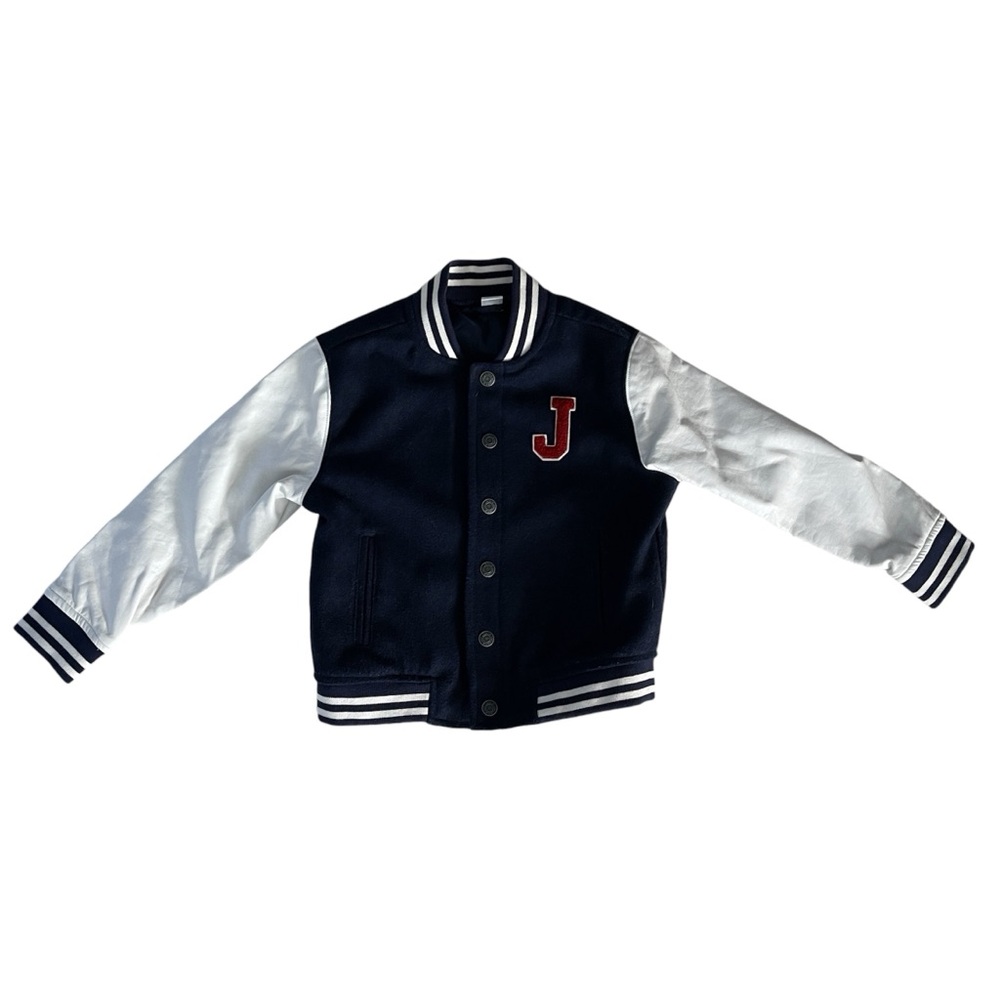 Janie and Jack Boys Blue and White Letterman Jacket Size 3 to 4